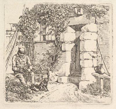 Il vecchio e il suo cane Pomerania, 1817 da Johann Christian Erhard