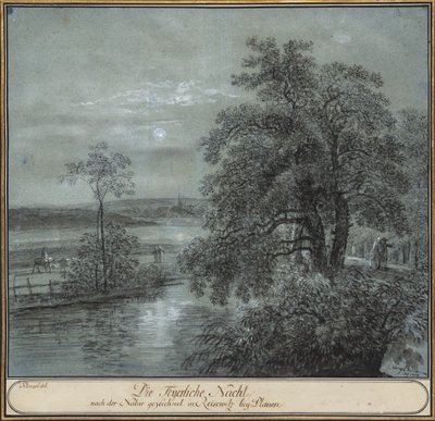 La notte infuocata disegnata dal vero a ReiseWitz presso Plauen da Johann Christian Klengel