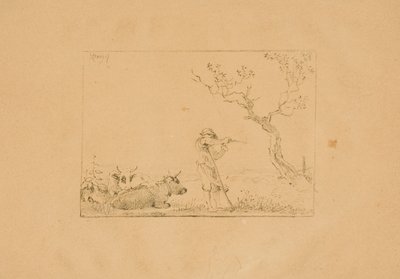 Mandriano che affila una falce, con bestiame da Johann Christian Klengel