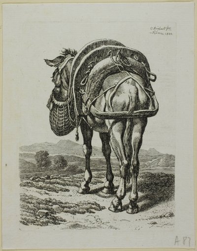 Mulo che mangia - Retro, da Die Zweite Thierfolge da Johann Christian Reinhart