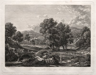Paesaggio eroico: La danza del pastore sul ponte da Johann Christian Reinhart