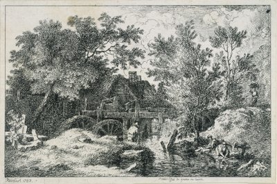 Paesaggio con mulino ad acqua (primo tentativo di incisione su rame) da Johann Christian Reinhart