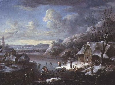 Scena invernale con numerose figure da Johann Christian Vollerdt or Vollaert