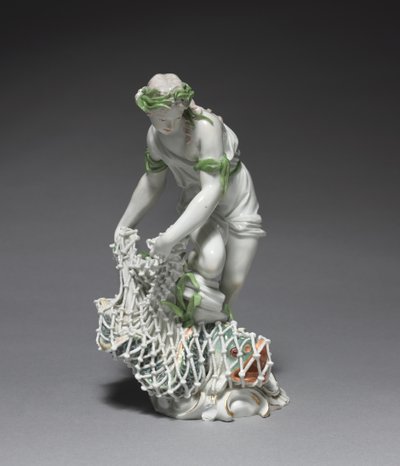 Pescatrice, fabbricata dalla Fabbrica di Porcellane di Ludwigsburg, Germania, c.1765 da Johann Christian Wilhelm Beyer