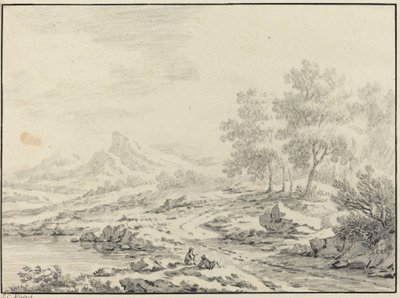 Due Uomini che Riposano vicino a un Lago da Johann Christoph Dietzsch
