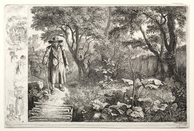 Vecchio davanti al ponte di tronchi da Johann Christoph Erhard