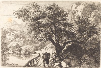 Contadino che cammina lungo un fiume da Johann Christoph Erhard