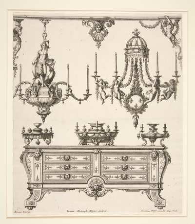 Foglio da Commodes et Lustres da Johann Christoph Hafner