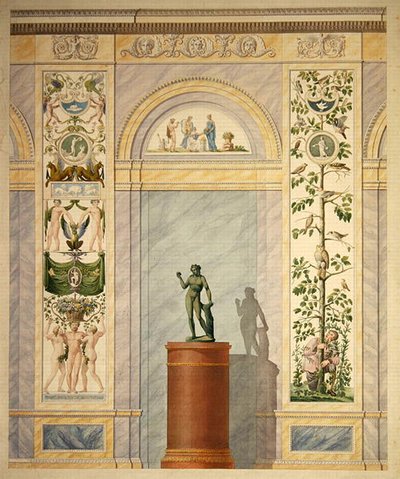 Disegno della decorazione per la parete posteriore della Sala da Pranzo del Palazzo di Kassel da Johann Conrad Bromeis