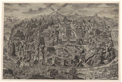 Mappa panoramica di Gerusalemme con rappresentazioni della Passione di Cristo da Johann Daniel Herz (I)