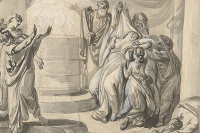 Scena sacrificale antica, verso: Schizzo di un gruppo di persone da Johann Eleazar Schenau