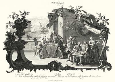 Giochi da tavolo (incisione) da Johann Esaias Nilson