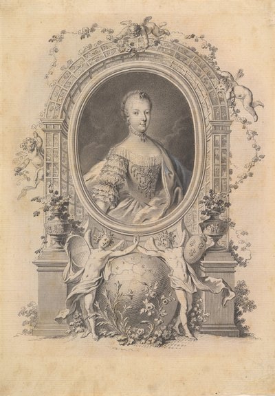 Ritratto della regina Maria Antonietta in una cornice ornamentale, fine XVIII secolo da Johann Esaias Nilson