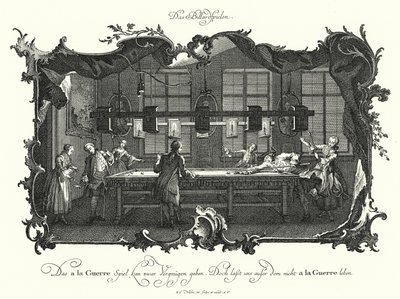 Il gioco del biliardo (incisione) da Johann Esaias Nilson