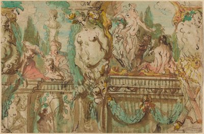 Un design del soffitto con figure allegoriche da Johann Evangelist Holzer
