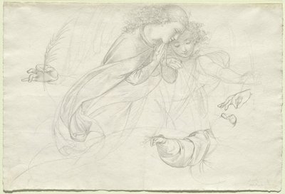Due angeli in lutto (verso) da Johann Evangelist Scheffer von Leonhardshoff