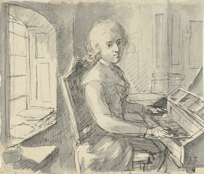Un pianista seduto al pianoforte da Johann Friedrich August Tischbein