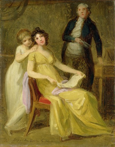 Schizzo per un ritratto di gruppo della famiglia bancaria Loehr, c.1801-02 da Johann Friedrich August Tischbein