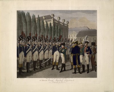 Parata delle Guardie Francesi al Lustgarten di Berlino nel 1806 da Johann Friedrich Jügel