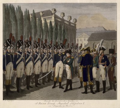 Parata delle Guardie Francesi al Lustgarten di Berlino nel 1806 da Johann Friedrich Jügel