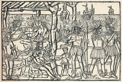 La prima rappresentazione del popolo del Nuovo Mondo, 1505, 1912 da Johann Froschauer