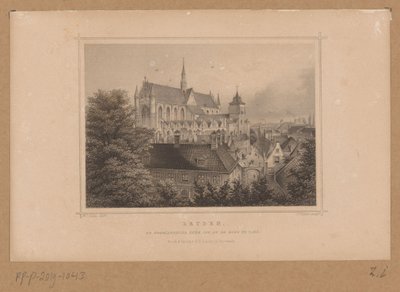 Gezicht op de Hooglandse Kerk te Leiden da Johann Gabriel Friedrich Poppel
