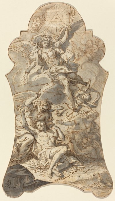 I santi angeli che proteggono un eremita dai mali da Johann Georg Bergmuller