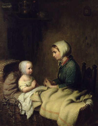 Bambina che dice le preghiere a letto da Johann Georg Meyer von Bremen