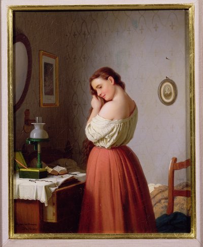 Giovane donna che si intreccia i capelli da Johann Georg Meyer von Bremen