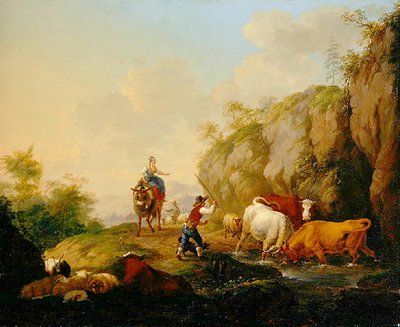 Paesaggio con pastore e rustici da Johann Georg Pforr