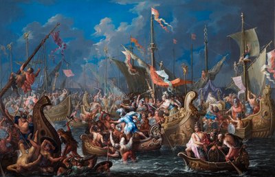 Antonio e Cleopatra alla Battaglia di Azio da Johann Georg Platzer