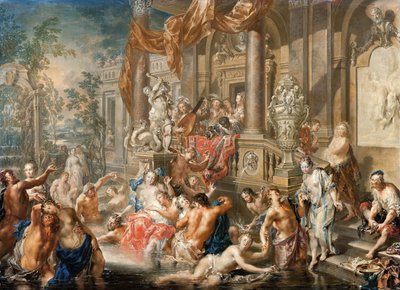 Scena di fontana davanti a un palazzo da Johann Georg Platzer