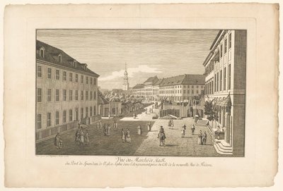 Veduta del mercato di Hack a Berlino da Johann Georg Rosenberg