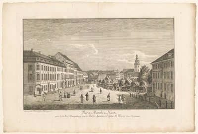 Veduta del Mercato Hackescher a Berlino, con la Chiesa di Santa Maria sullo sfondo da Johann Georg Rosenberg