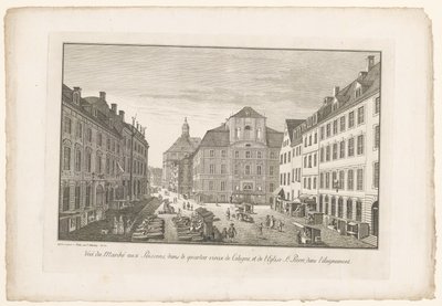 Veduta di un mercato del pesce a Colonia con la chiesa di San Pietro da Johann Georg Rosenberg