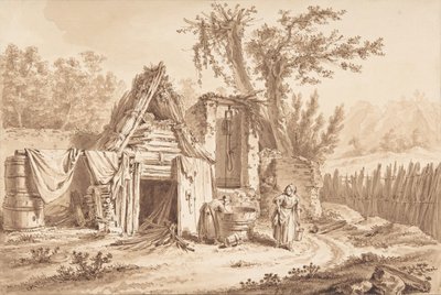 Lavandaie davanti a un cottage, 1769 da Johann Georg Wille