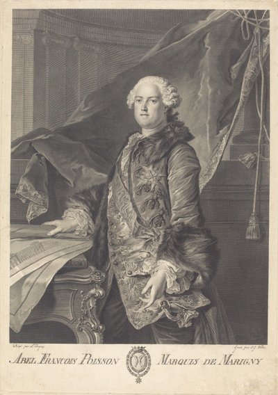 Abel Francois Poisson, Marchese di Marigny da Johann Georg Wille after Louis Tocqué