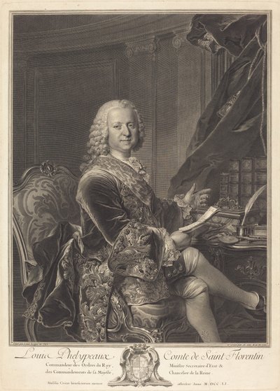 Louis Phelypeaux, conte di Saint Florentin da Johann Georg Wille after Louis Tocqué