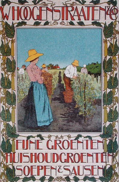 Raccolta di piselli, poster pubblicitario 