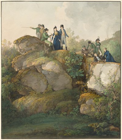 Una festa reale che ammira il tramonto sulla cima del monte Hesselberg da Johann Georg von Dillis