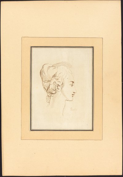 Testa di una donna da Johann Gottlieb Prestel after Guercino