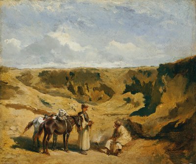 Due ungheresi con due cavalli nella Puszta da Johann Gualbert Raffalt