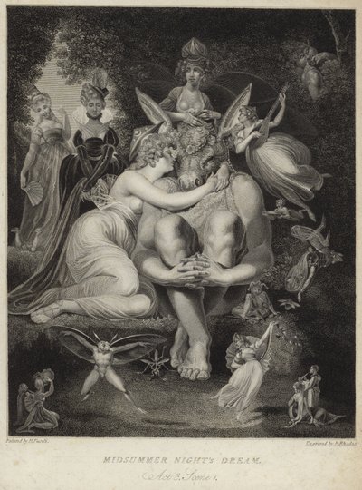 Titania bacia Bottom in Sogno di una notte di mezza estate da Johann Heinrich Füssli