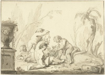 Rappresentazione allegorica con bambini con un cesto di fiori da Johann Heinrich Keller (II)