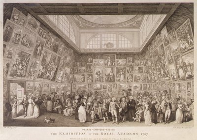 Veduta interna di Somerset House che mostra una mostra della Royal Academy of Arts nel 1787 da Johann Heinrich Ramberg