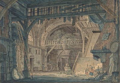 Progetto scenografico di una rovina romana antica convertita in un fienile, fine XVIII-metà XIX secolo da Johann Heinrich Ramberg