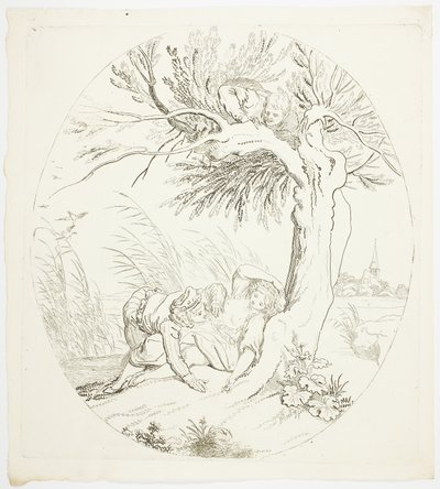 Uomo inosservato che spia amanti sdraiati da Johann Heinrich Ramberg