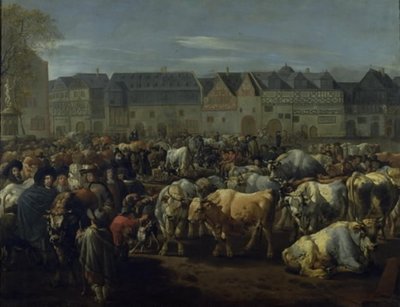 Una fiera del bestiame da Johann Heinrich Roos