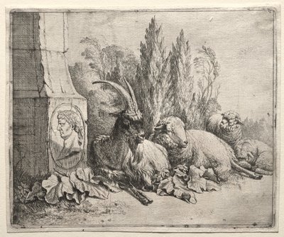 Busto alla base di una piramide da Johann Heinrich Roos