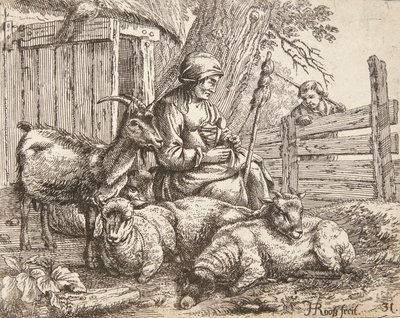 Una filatrice da Johann Heinrich Roos